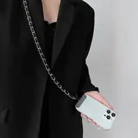 Longue chaîne de perles tendance et à la mode, lanière de téléphone portable, bandoulière simple en cuir tissé, chaîne de téléphone portable en métal 5