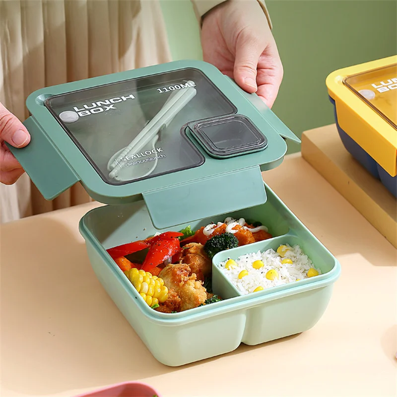 Bento lunch box 850ml/1100ml portable microwave with tableware for kids school office leakproof food storage