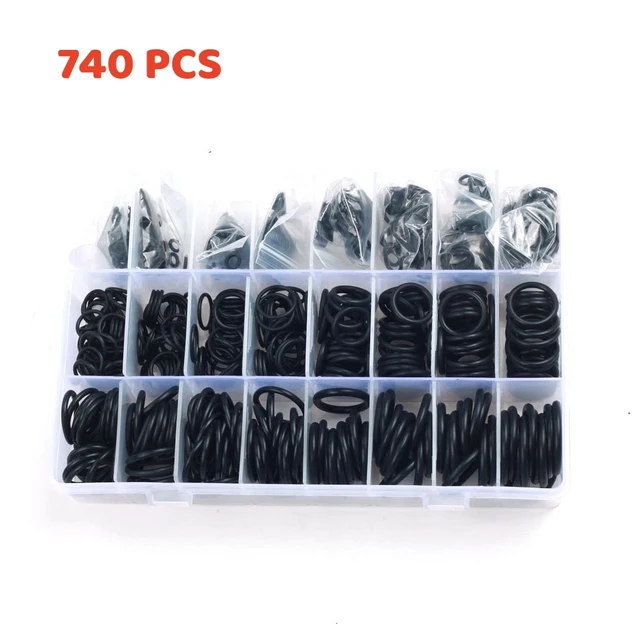 740/1200Pcs O-ring Rubber Gaskets Seal Ring Set Nitrile Rubber