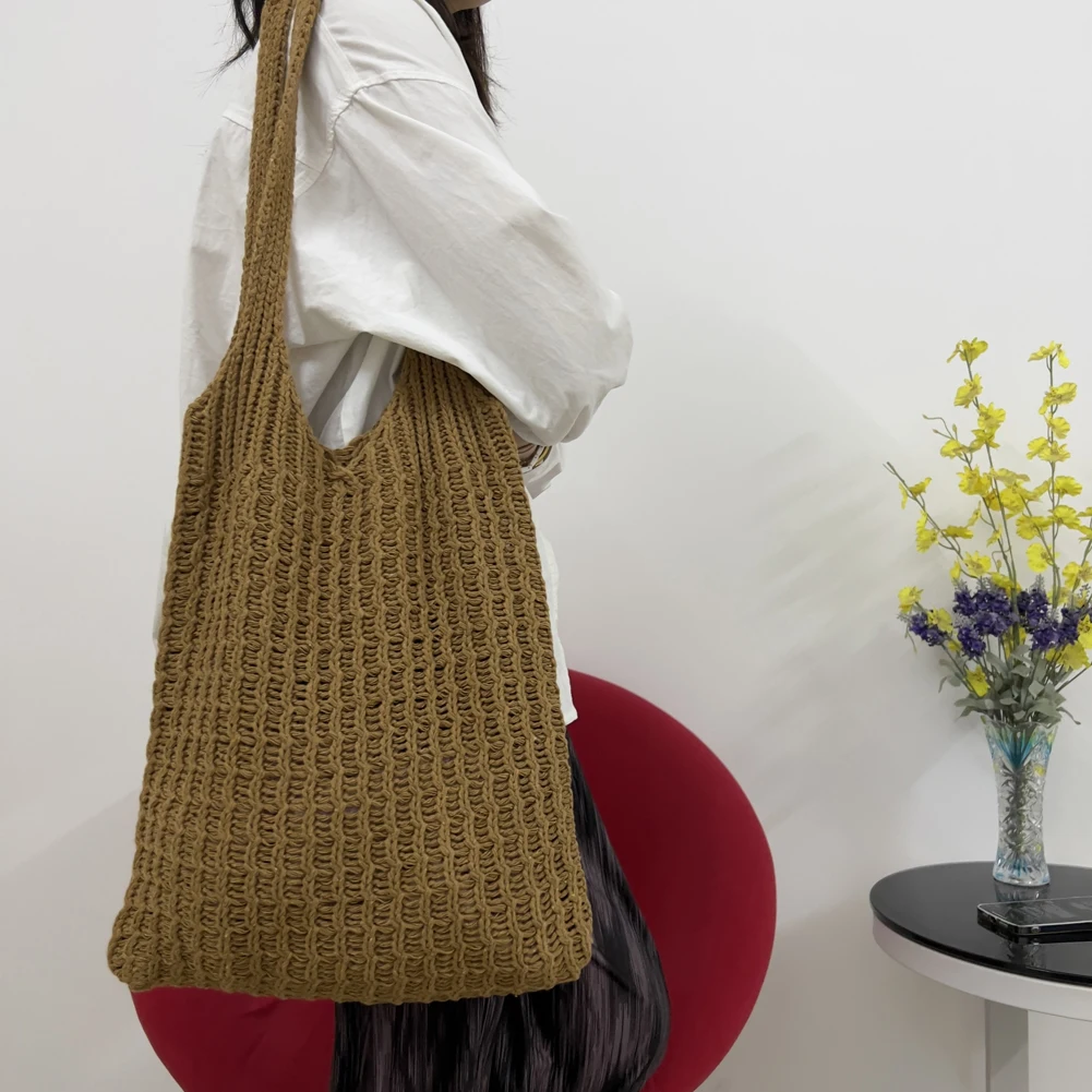 Summer Beach Raffia Straw Bags Women's Shoulder Bag Crochet Handbag 2023 Designer Knitted Hollow Top-handle Tote Bag Shopper Sac