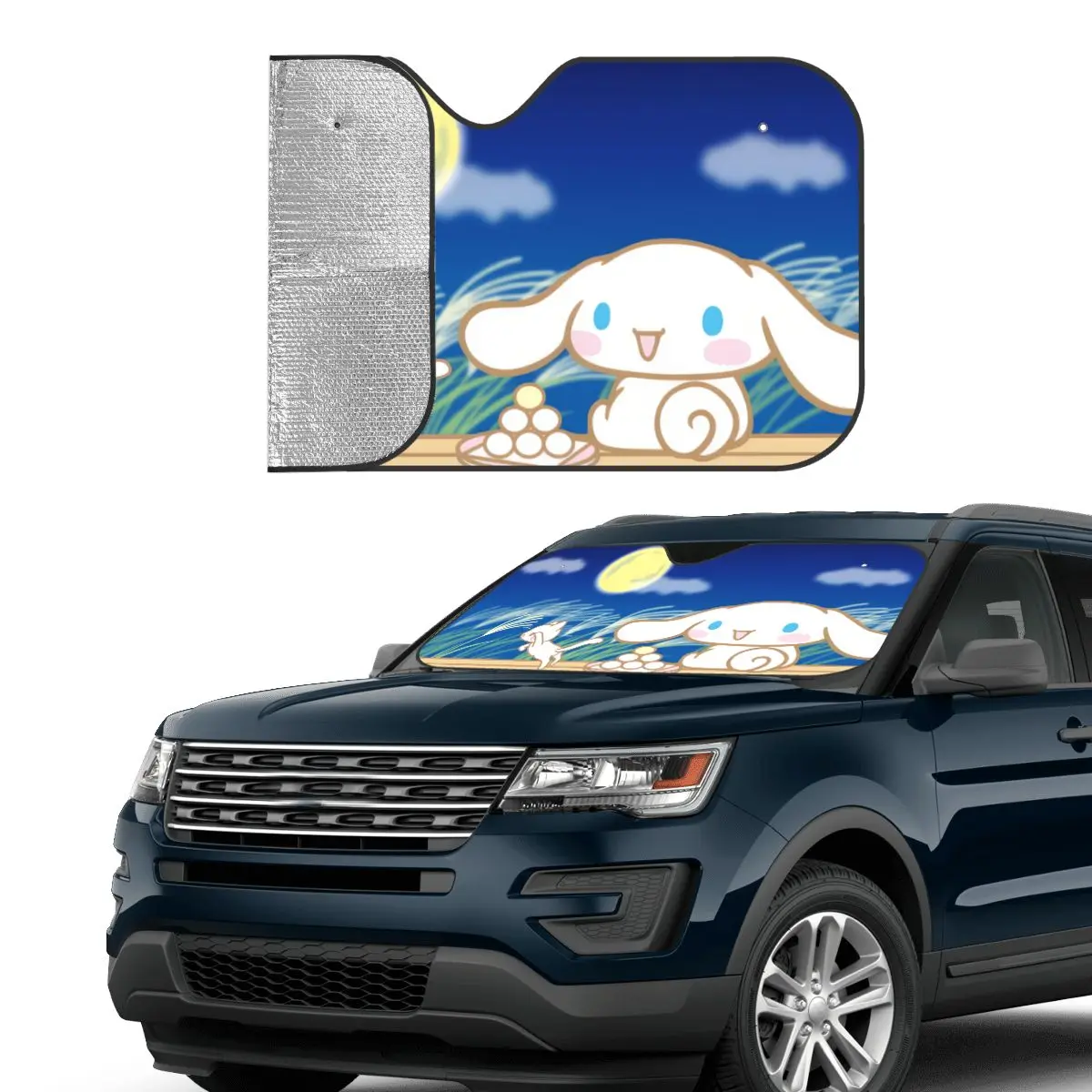 Cute Dog Cartoon Cinnamoroll Novelty Sunshade Windscreen 70x130cm Foils Car Sunshade Sun Shade Protect