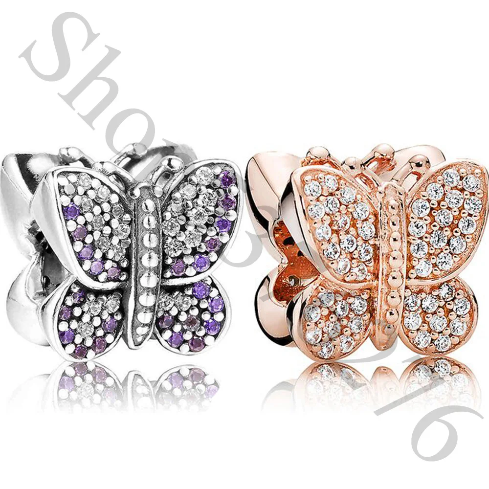 

Authentic 925 Sterling Silver Bead Sparkling Butterfly Charm Fit Pandora Women Bracelet Bangle Gift DIY Jewelry