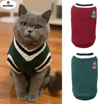 Pet Cat Solid Costume Autumn Winter Christmas Sweater For Small Dogs Kitten Pullover Puppy Vest Clothes Kitty Jacket Outfits 1