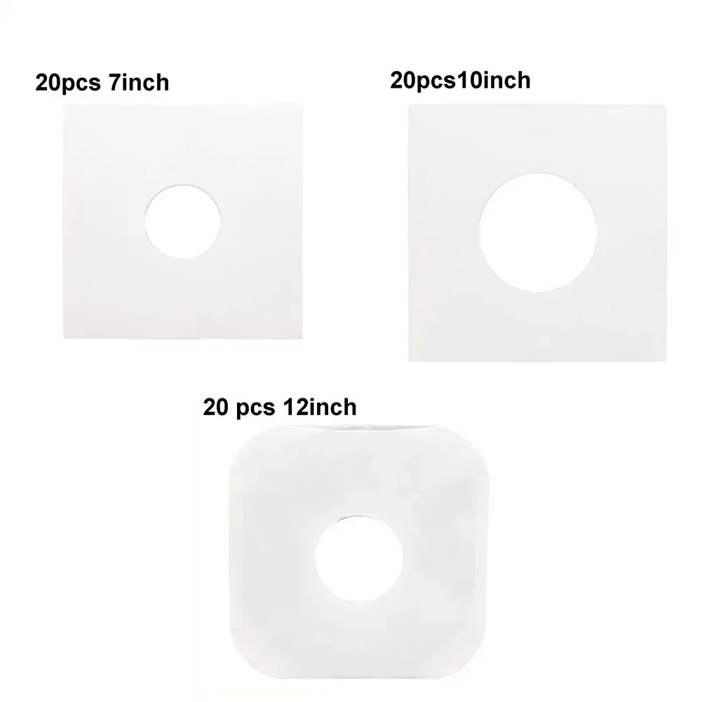 20pcs Protective Bag 12inch 10inch 7 Inch White Vinyl Record Protecter LP Bags Record Sleeves Vinyl Right Angle Paper Bag