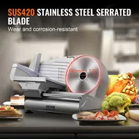 SucceBuy trancheuse à viande électrique Deli trancheuse alimentaire SUS 420 lame et protection de lame en acier inoxydable épaisseur réglable pour un usage domestique 4