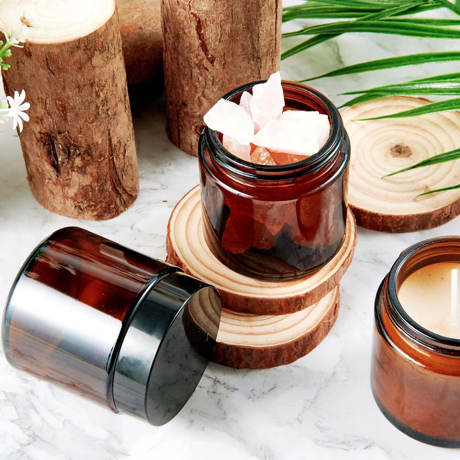 4 oz Amber Glass Jars with Lids Leakproof Round Airtight Jars for Storing Lotions Powders Ointments Candle Making 3