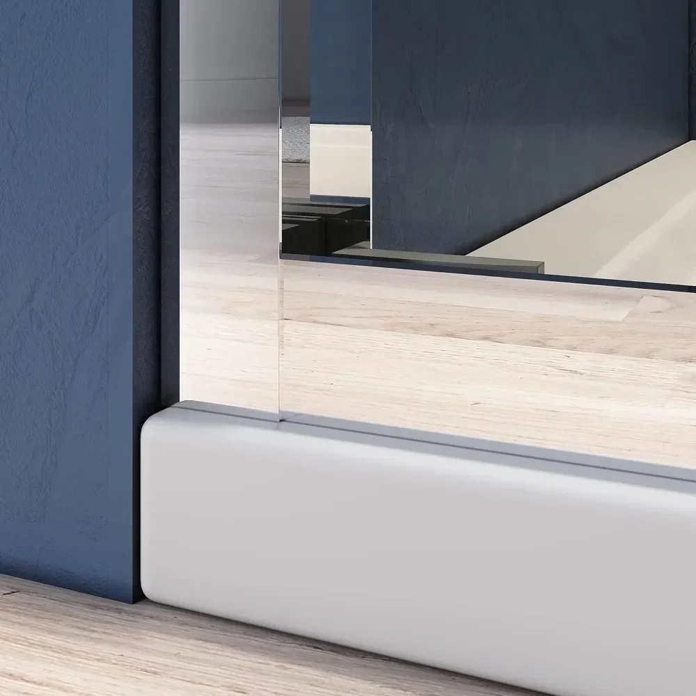 Sliding Glass Shower Door 56-60 in. W x 72 in. H, 304 Stainless Steel Hardware Chrome Semi Frameless Double Shower Door 6