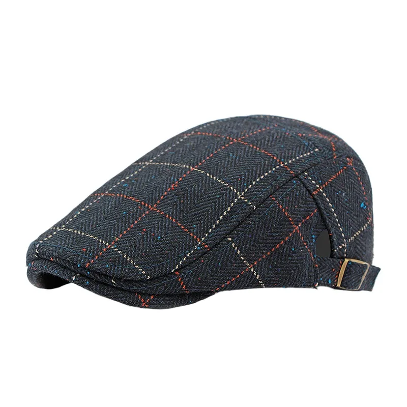 

British Retro Plaid Beret Men's Spring And Autumn New Youth Peaked Cap Female Advance Hats Painter Cap Tide