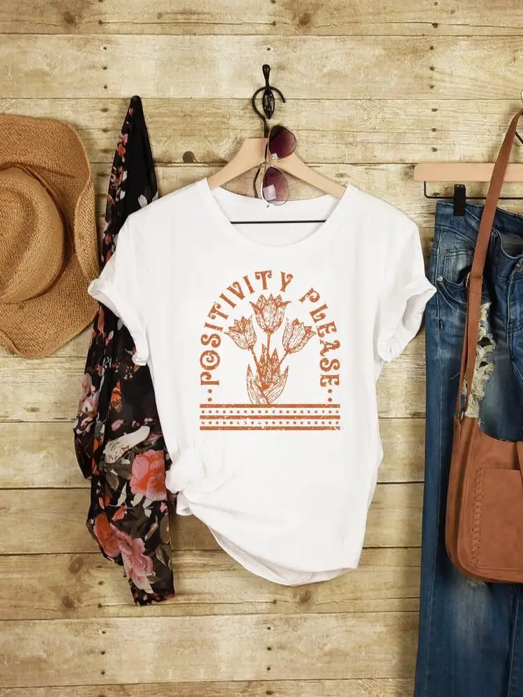 

Flower Letter 90s Cute Trend Summer Cartoon Print Tee Women Graphic T Top Casual Cartoon Clothing Lady Fashion Tshirts T-Shirt
