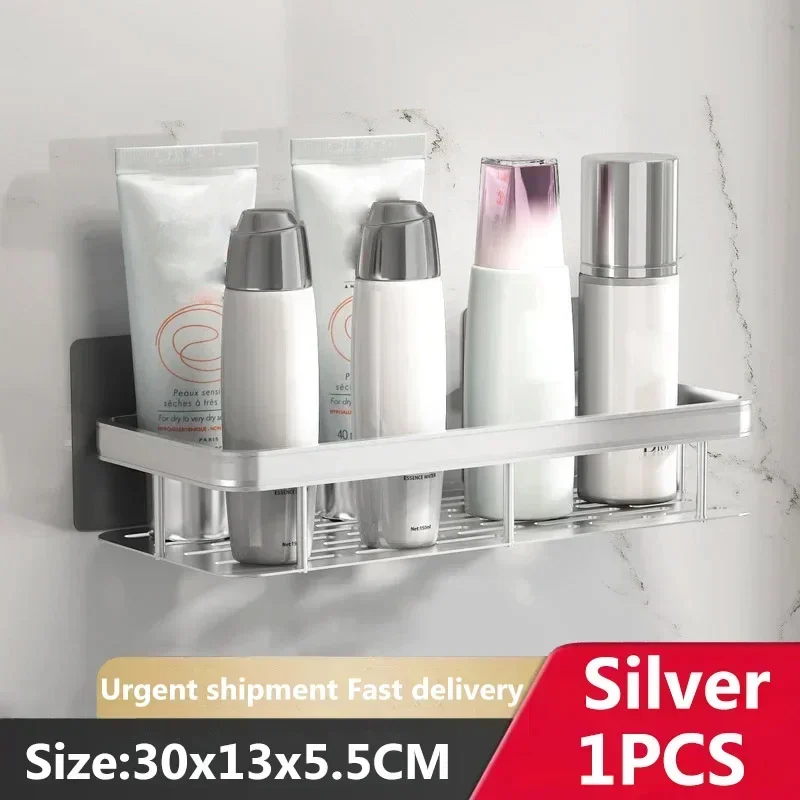 Wall-Mounted Bathroom Organizer: No-Drill Shower Shelf & Storage Holder