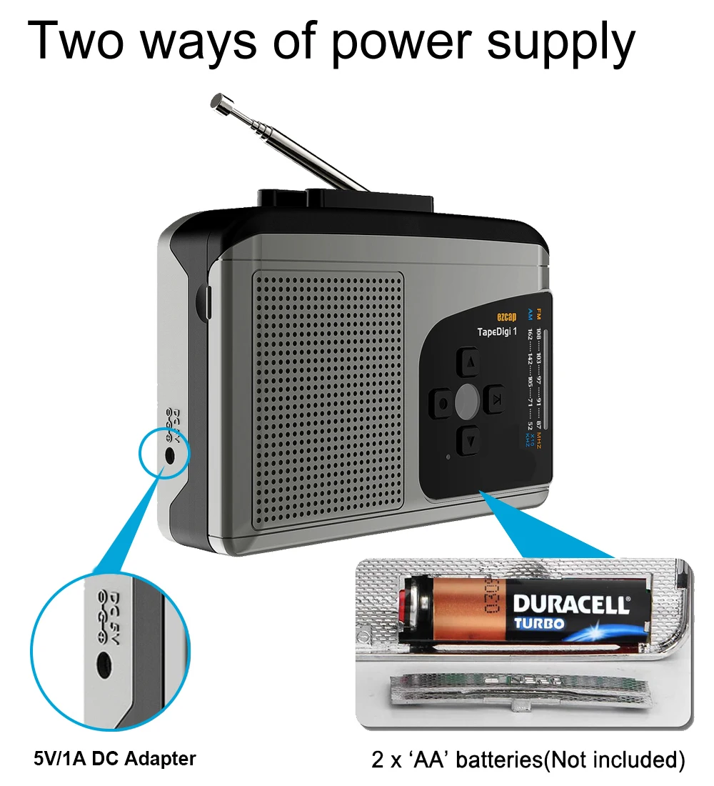 Ezcap Original Multifunction cassette player Walkman Cassette Player with AM/FM Radio,Cassette To MP3 Converter Save To TF Card,No Need Computer