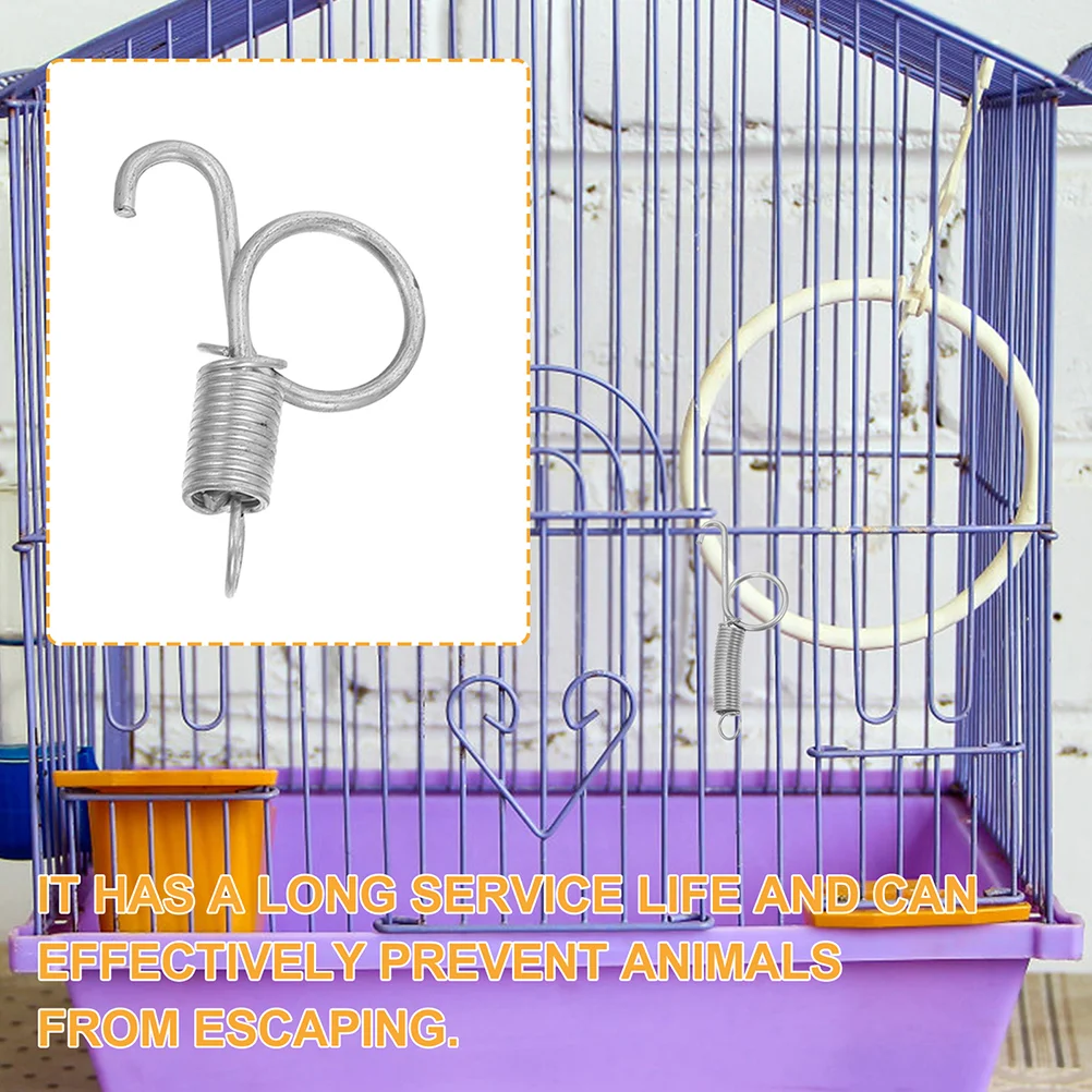 

20 Pcs Fixed Spring Rabbit Cage Door Hook Feeder Hanger Bird Sprung Steel Utensil