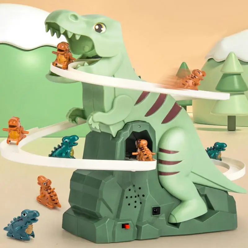 Children's Electric Cute Cartoon Duckling Climbing Stairs Toy Tyrannosaurus Rail Car Electric Slide Roller Coaster Set Gift 3