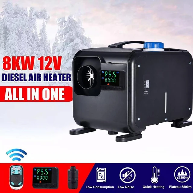 Diesel Heater All in One 5KW, Muffler, Diesel Air Heater 12V, Fast Heating,  Diesel Parking Heater with LCD Monitor of Plateau Version & Remote Control