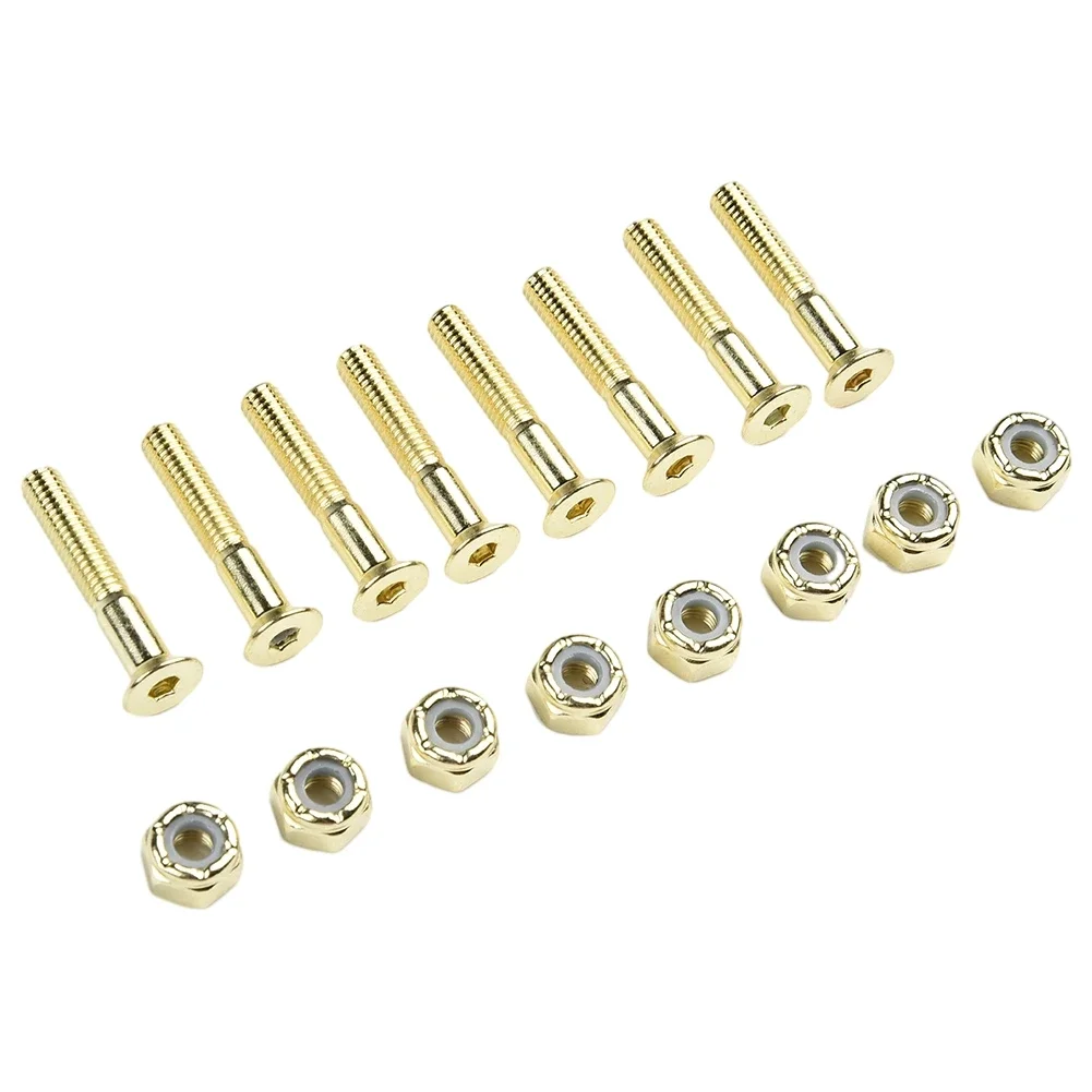 Skateboard Longboard Accessory Kit - Medium Carbon Steel Screws & Nuts (16 Pcs)
