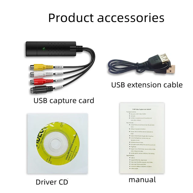 Carte D'Acquisition Easycap Vidéo-Audio Usb 2.0 - Noire - Prix en