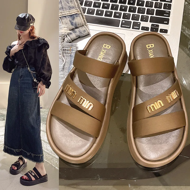 

Thick Soled Black Casual Roman Sandals for Women Niche Summer Outerwear Fashion Zapatos De Mujer Platform Bridal Shoes
