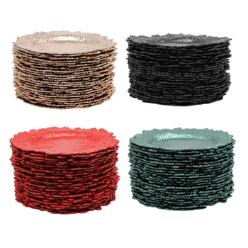 12.6-Inch Charger Plates – 24-Piece Round Reef Design Plastic Charger Plate Set for Weddings & Events 1