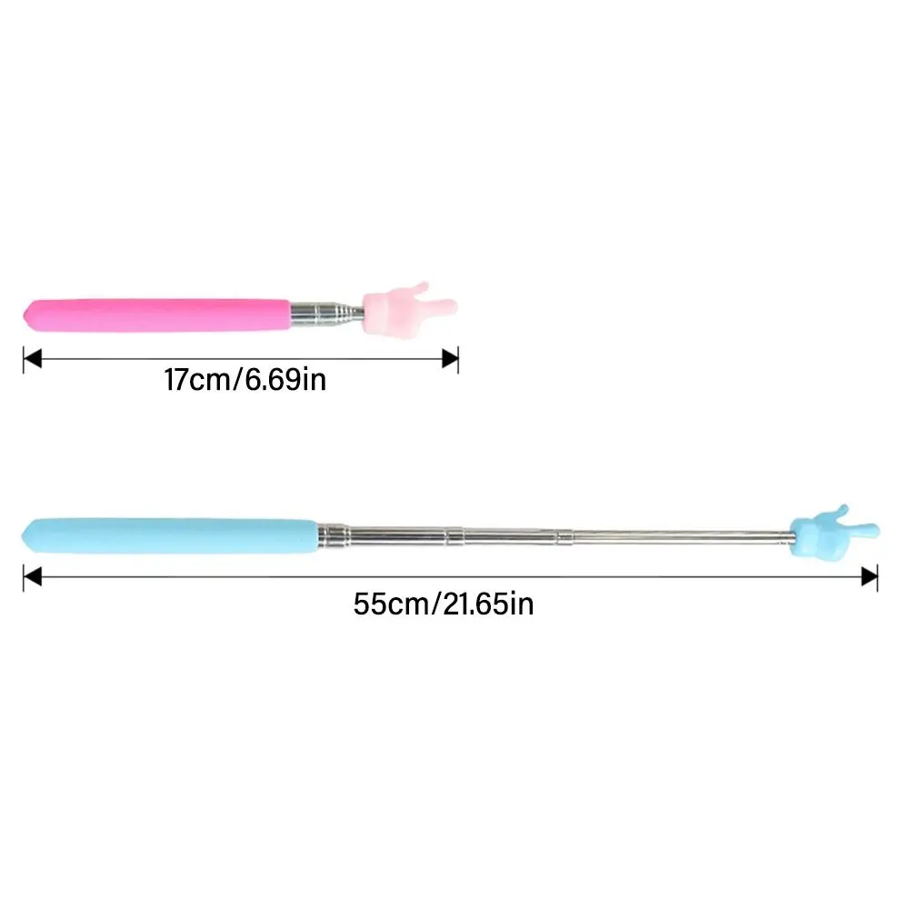 Telescopic Teaching Fingerstick Design White Board Pointer Handheld Reading Stick Stainless Steel Teaching Office Supplies