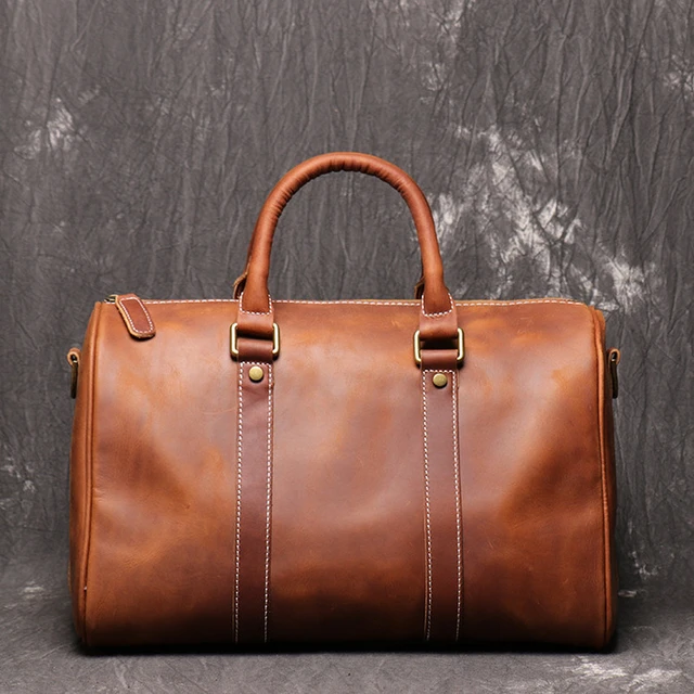 Bolsa de viaje de cuero genuino para hombre, bolso de hombro grande de  cuero de vaca suave Unisex, equipaje de negocios, moda de fin de semana -  AliExpress