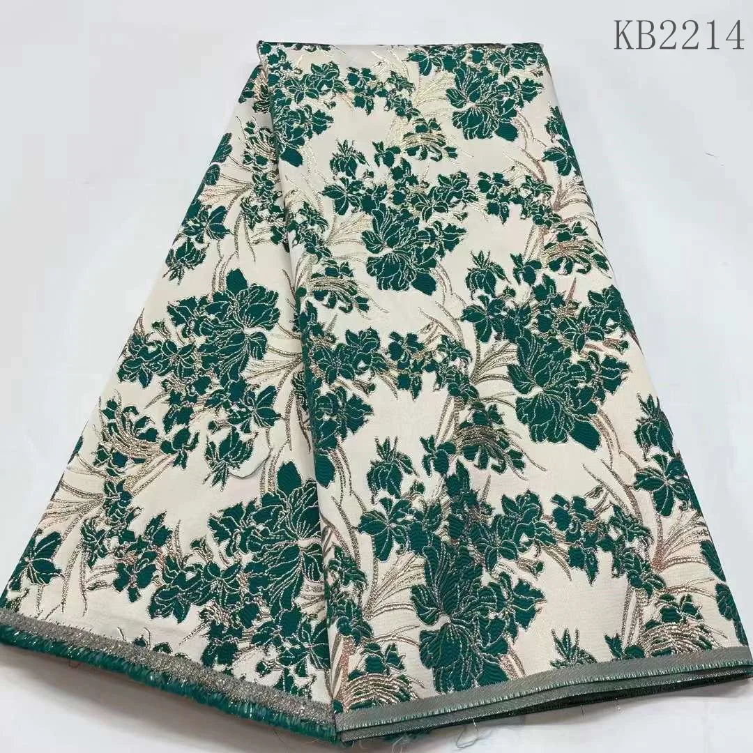 

Emerald Green Damask Cloth Brocard Organza Nigerian Lace Fabric 2023 High Quality Lace Brocade Jacquard Fabrics For Women KB2214