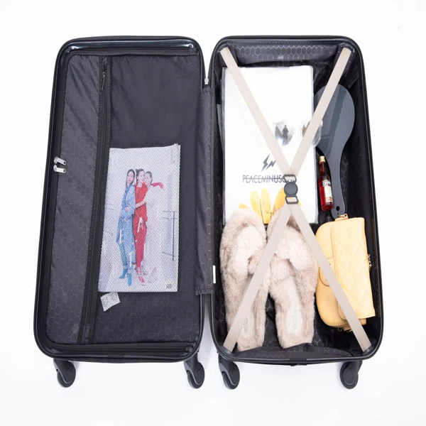 3 件套行李箱套装 ABS 轻便手提箱，带两个挂钩、万向轮、TSA 锁，(20/24/28) 金色-22