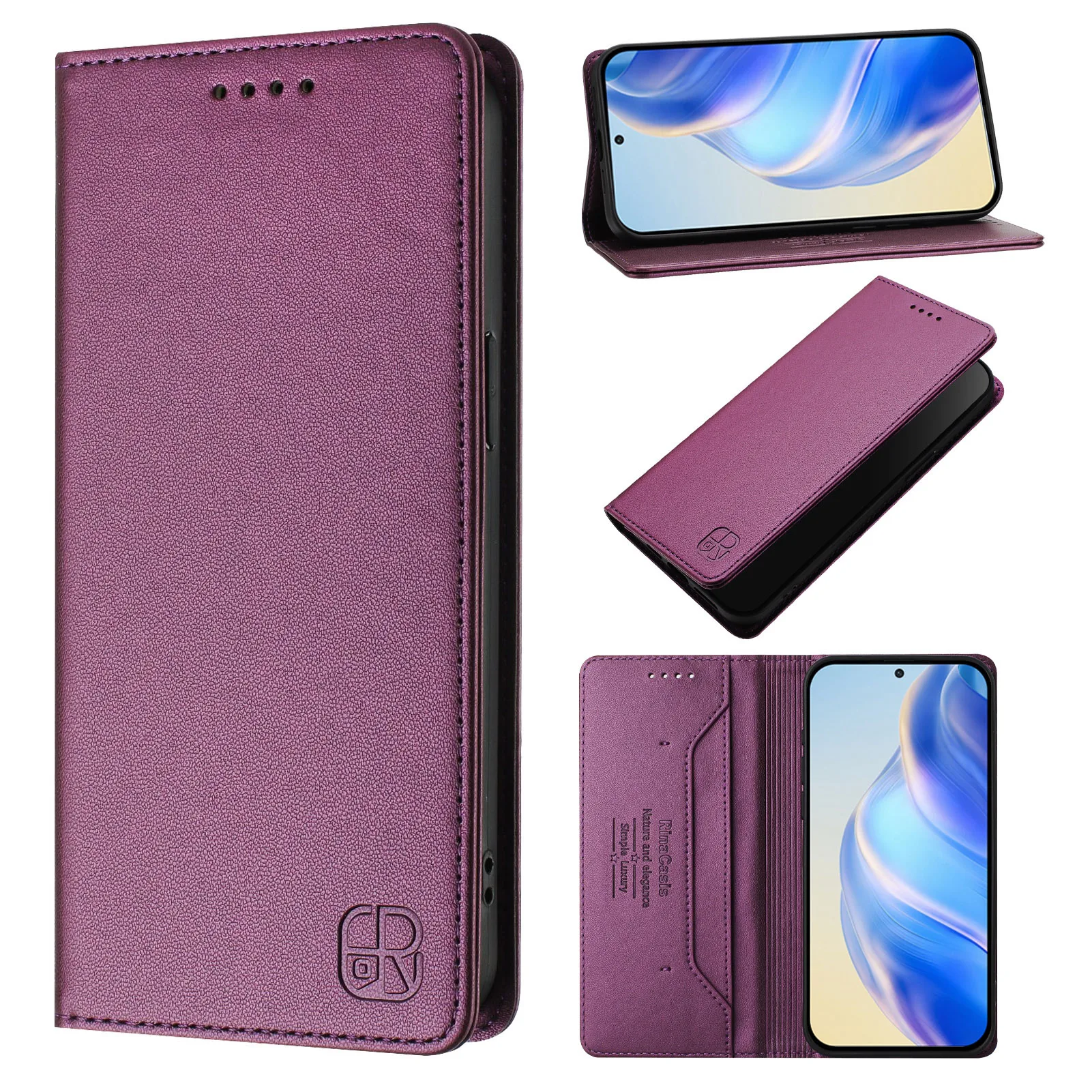 Magnetic RFID Blocking Leather Phone Case with Card Slots and Anti-Scratch Wallet Cover