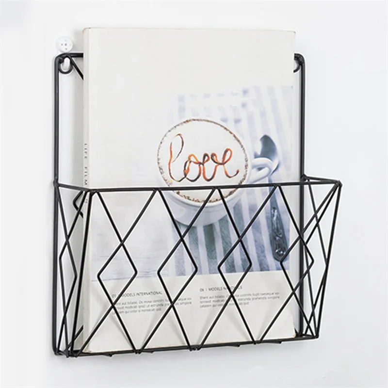 Metal Wall Mounted Magazines Newspaper Storage Rack for Home Office Books Newspapers Files Folder Desktop Tabletop Display Stand