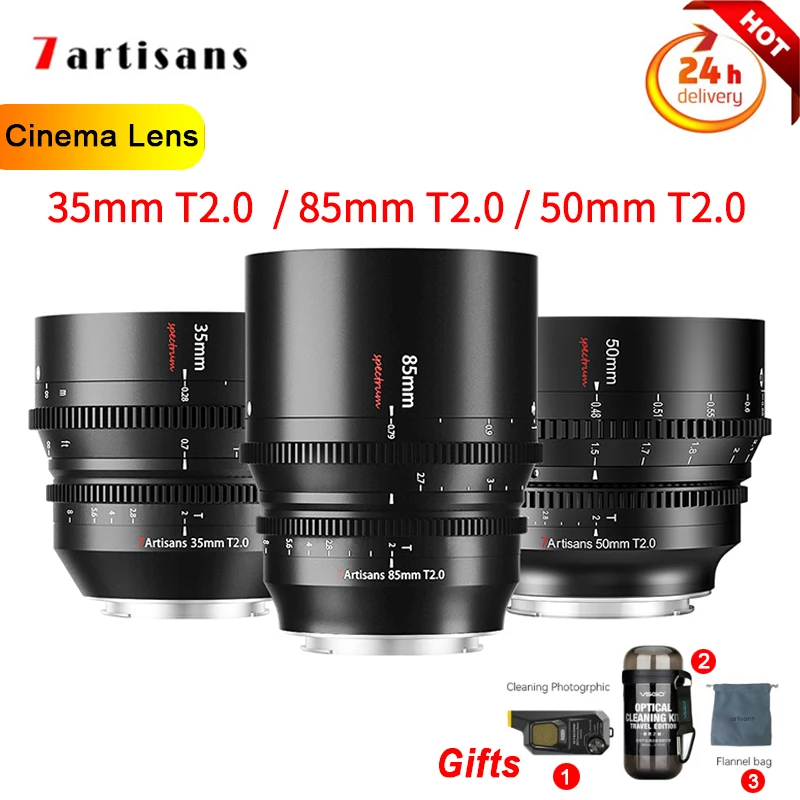 7 Artigiani 35/50/85Mm T2.0 Full Frame Mf Cinema Lens Per Sony E Fx30 Leica Sigma L Canon Eos-R Eos-R5 Nikon Z Mount Camera