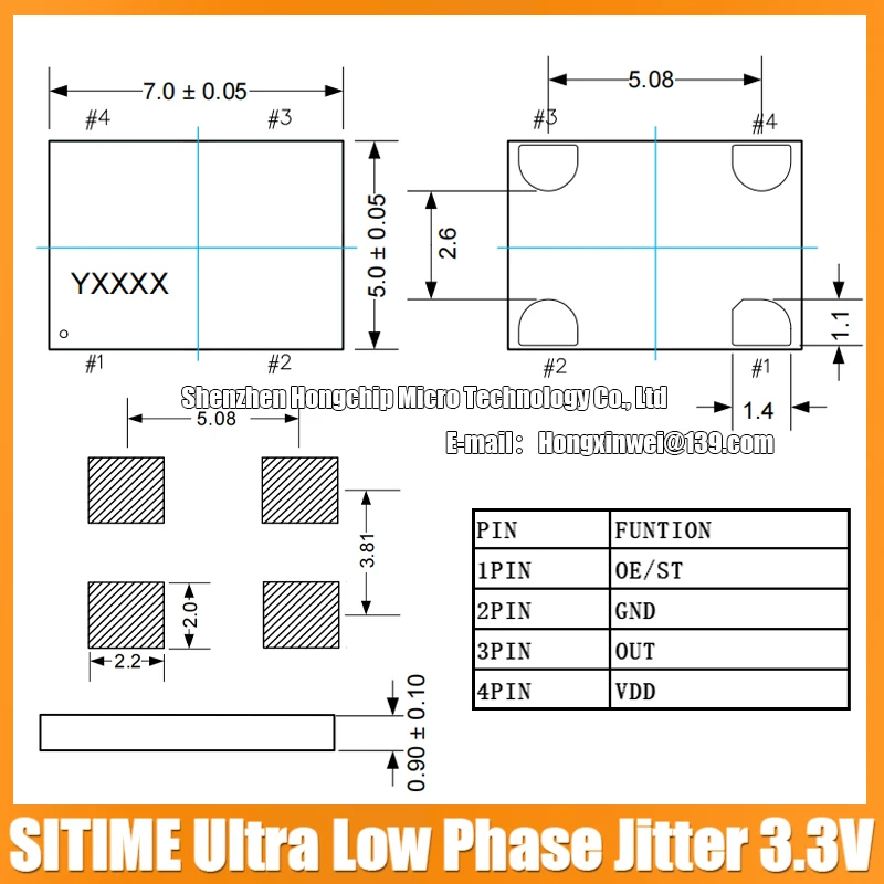 (5PCS) SIT8208AI 25M 25MHZ 25.000MHZ 7050 Active Silicone Oscillator Low Jitter 3.3V 10PPM LVCMOS SITIME 7.0X5.0MM