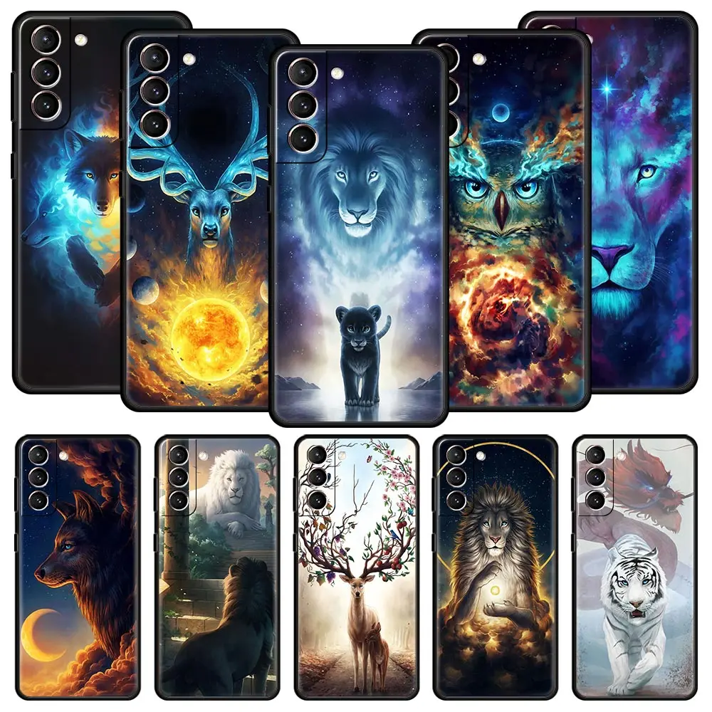 

Wolf Tiger Animal Case For Samsung Galaxy S22 Ultra S21 S20 FE 5G S10 S9 S24 Plus S10E S23 Phone Cover Black Silicone