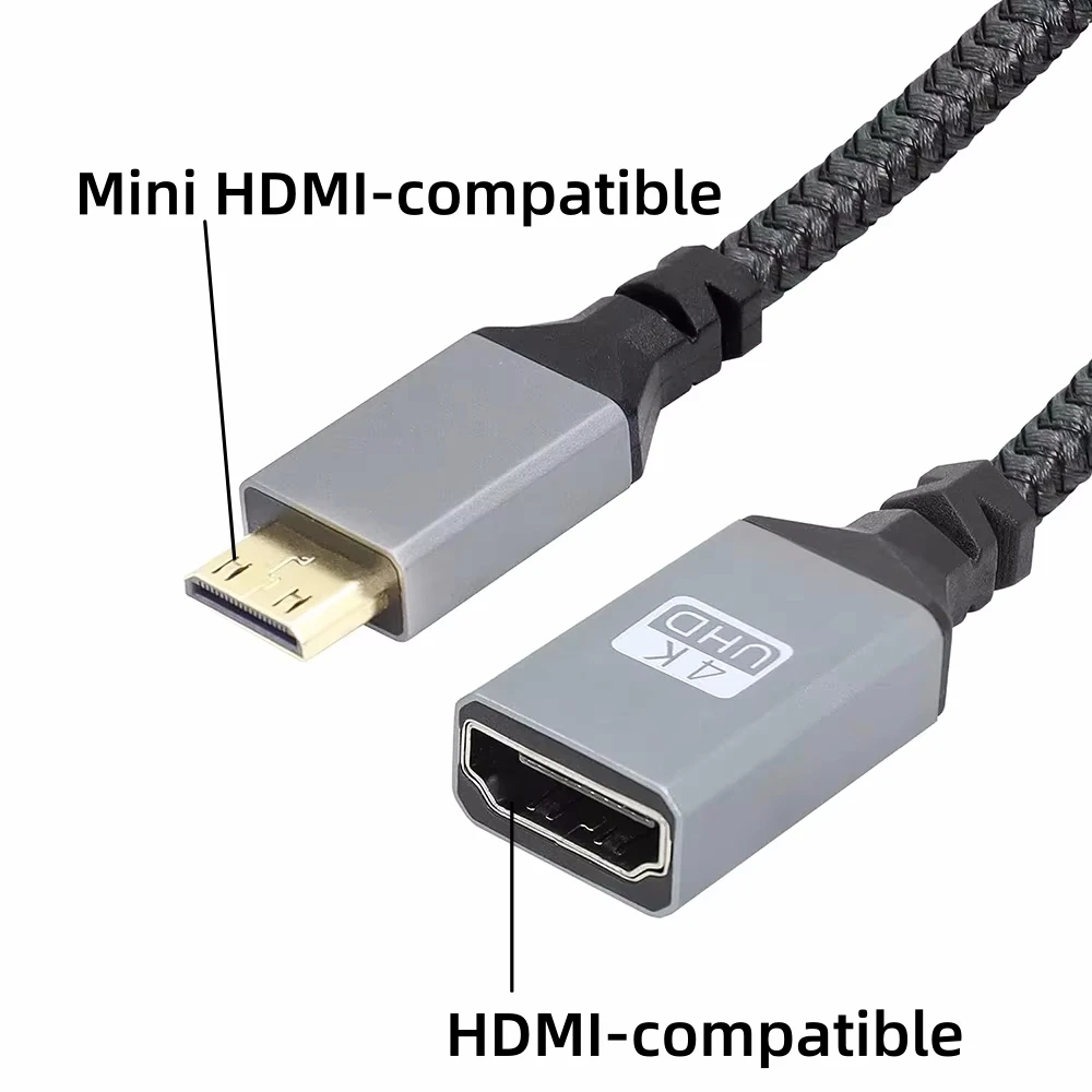 HDMI Cable 4K UHD V2.0 90 Degree Mini-HD Male to HD Female Extender Short Nylon Braid Extension Cord for DSLR Camcorder Monitor HDTV hdmi adapter cable,hdmi cable,hdtv adapter cable,4k converter cable,hdmi adapter,hdtv cable,usb adapter cable