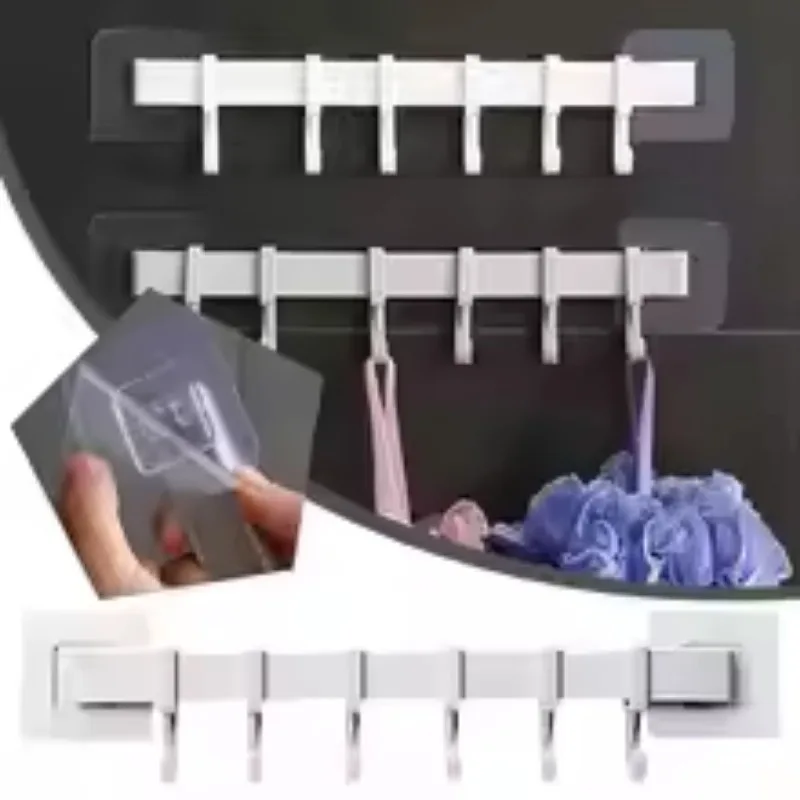 Self Adhesive Wall Hooks Hooks Wall Mounted Hanger with Sticker Heavy Duty Kitchen Rail Rack Bathroom PP Coat Hat Holder Clothes Towel Storage Hook