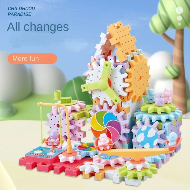 Versatile Electric Rotating Gear Building Block Toys，   Montessori Block Bricks toys  For Children Boys Girl Birthday Gifts 4