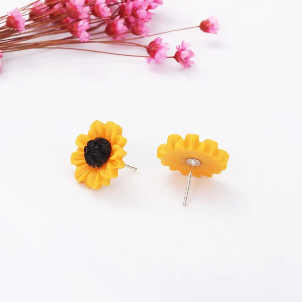 4Pcs/Set Women Jewelry Set Sunflower Shape Vivid Stainless Leaf Decor Necklace Ring for Wedding