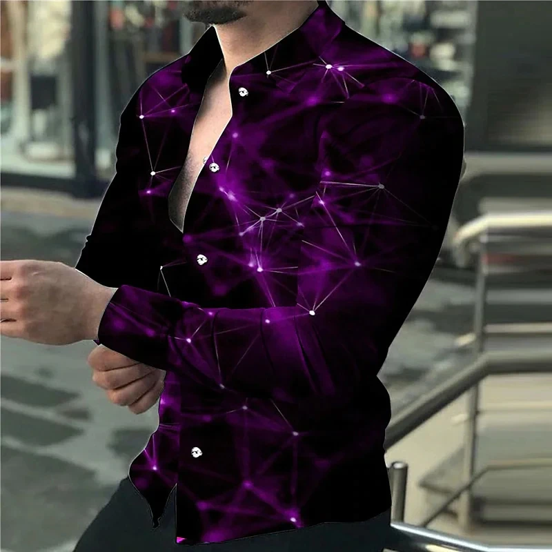 Men's Shirt Vintage Floral 3D Print Hawaiian Casual Button Down Dress Shirt Slim Fit Long Sleeve Beach Streetwear Men's Clothing