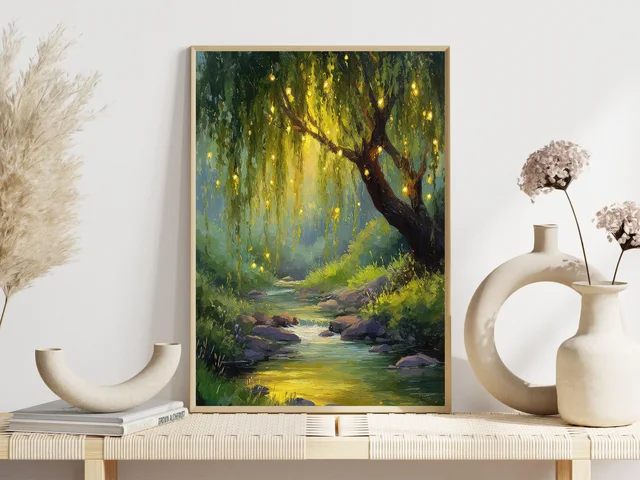Mysterious Willow Tree Wall Art – Rustic Nature Canvas Prints for Living Room Décor 3