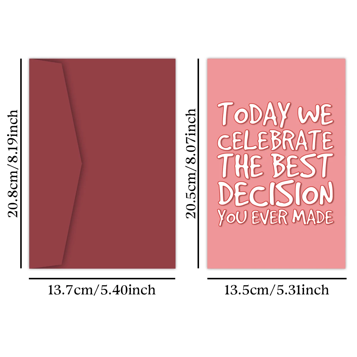 1PC Funny Wedding Card,Today We Celebrate The Best Decision You Ever Made Congratulations Greeting Card with Envelope for Couple