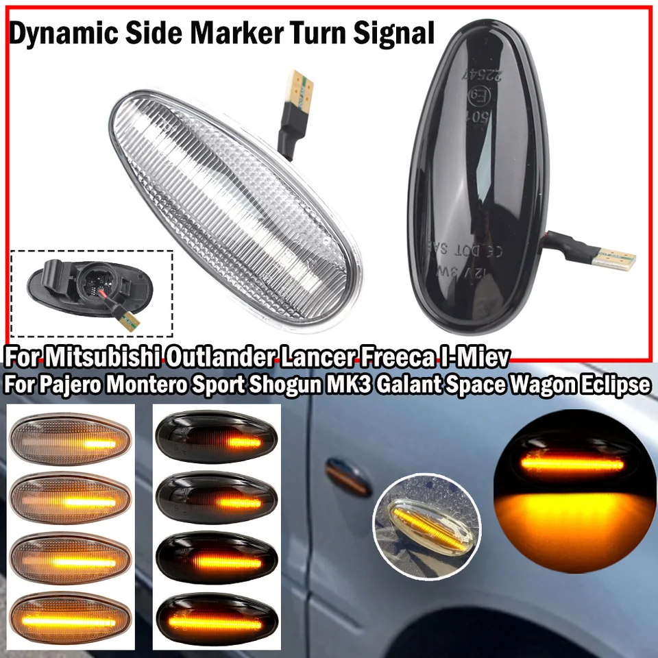 Raryloy Amber LED Side Marker Lights For Mitsubishi – Sequential Turn Signals For Lancer, Outlander Sport, More