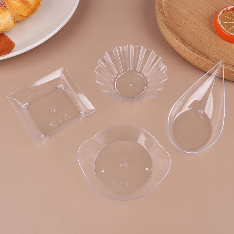 10Pcs Transparent Mini Appetizer Plates Ice Cream Cup Plastic Fruit Candy Cake Jelly Yogurt Mousse Dessert Container cake baking tools Pastry Tool