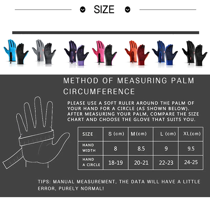WinterThermal Cycling Gloves Bicycle Warm Touchscreen Full Finger Glove Waterproof Outdoor Bike Skiing Fishing Motorcycle Riding 5