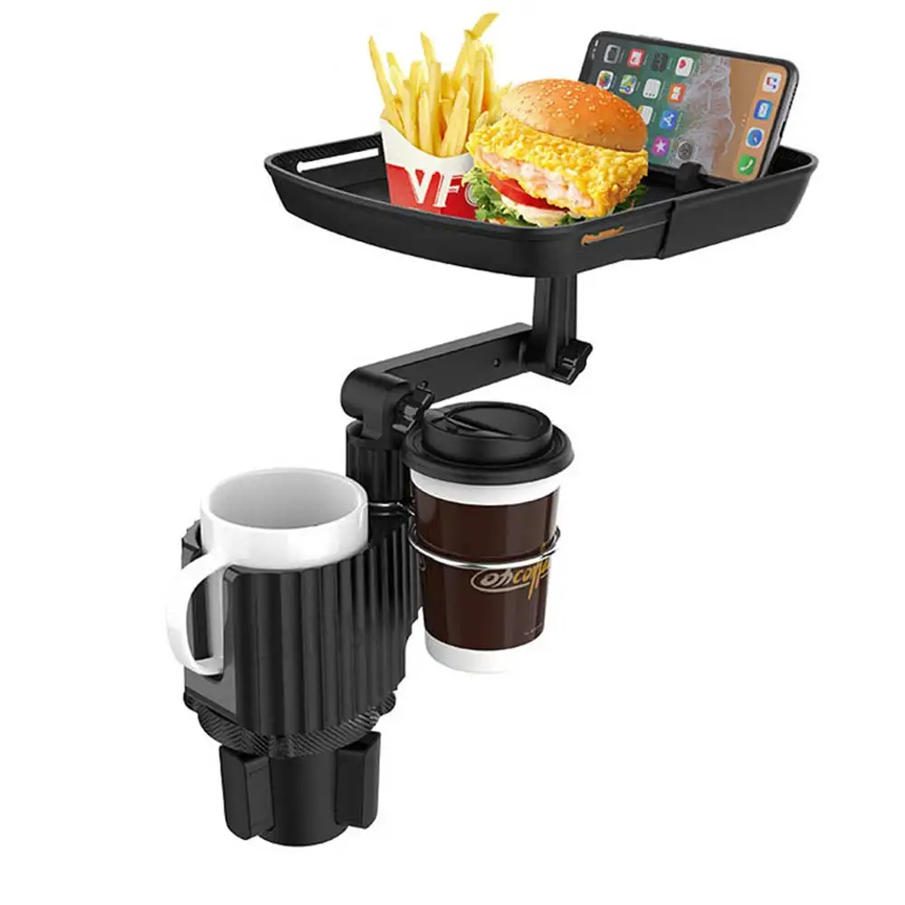 MultifunctionalCarCupHolderWithAttachableTray360Swivel