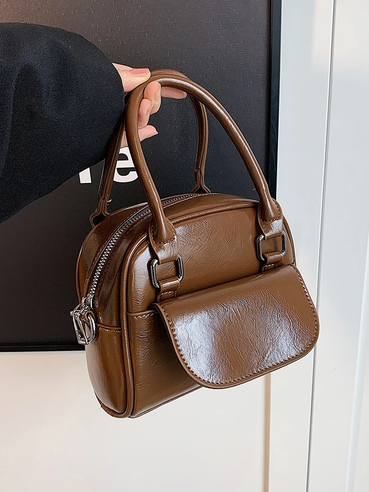 Wine Red Bag For Women Korean Fashionable Solid Versatile One Shoulder Crossbody Bags High-end Pu Leather Commuting Handbags