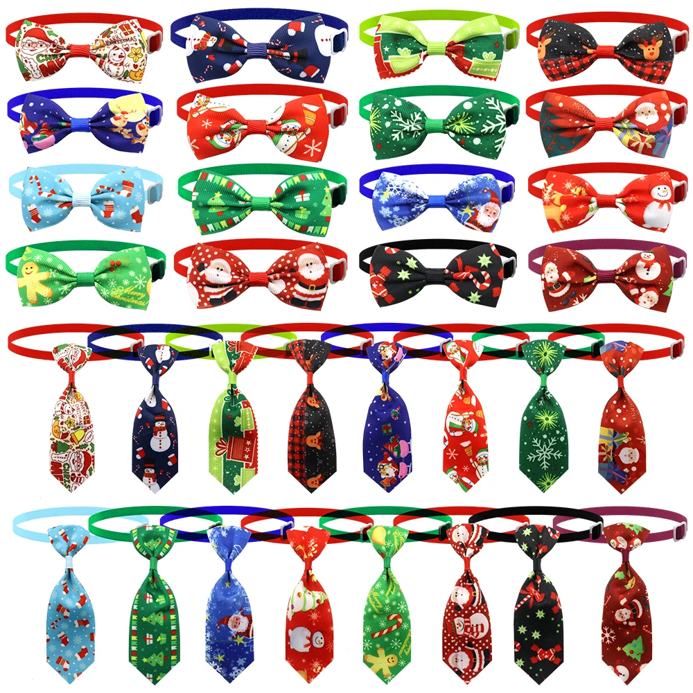 50100PcsChristmasDogGroomingBowsXmasPetBowknotBowties