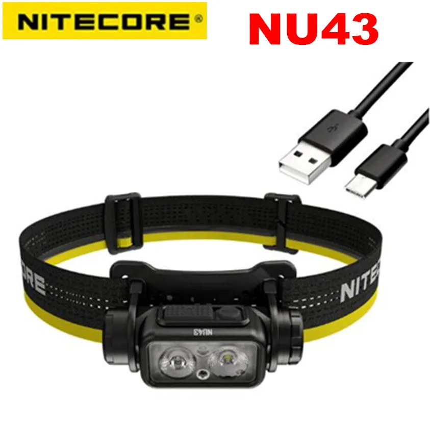 

NITECORE NU43 Lightweight Rechargeable Headlamp White Red Light Lantern Flashlight Camping Headlight Built-in 3400mAh Battery