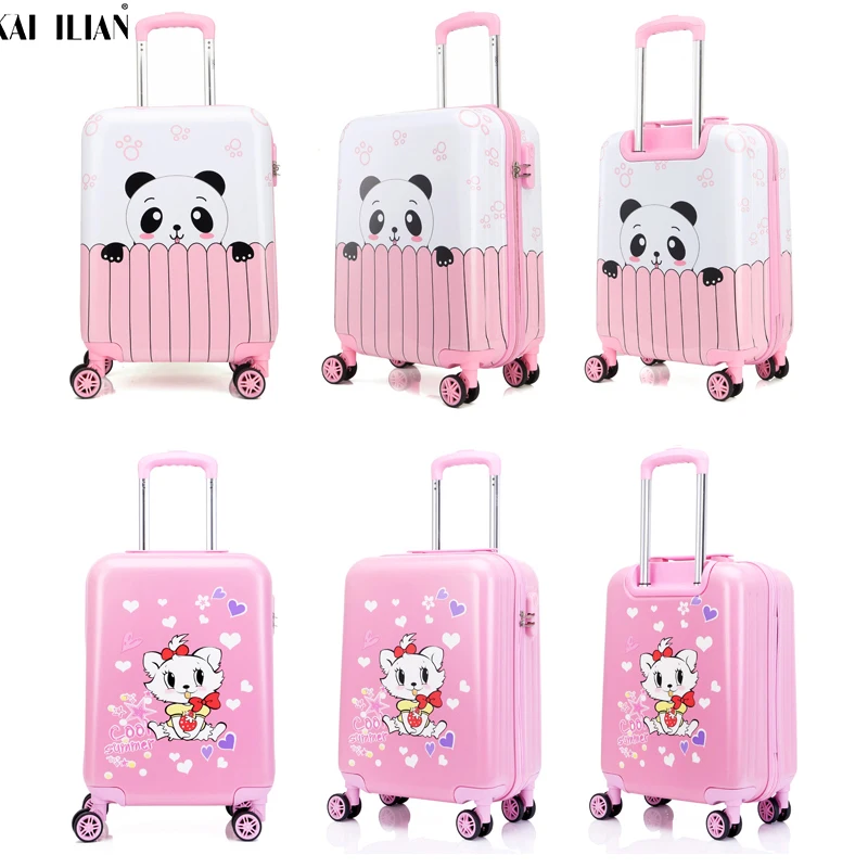 18" 19" 20" inchs suitcase pink Panda rolling luggage spinner wheels