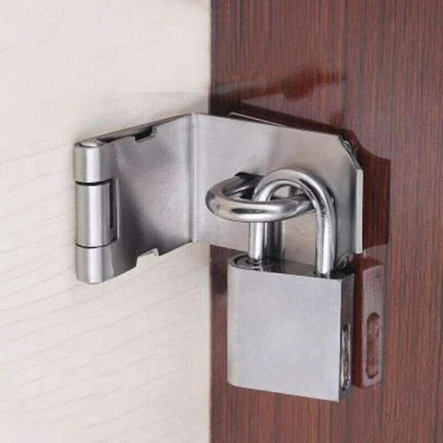 1 Set Stainless Steel Padlock Clasp Gate Hasp Staple Door 90 Degrees Latches Lock Shed Latch Household Burglar-proof Hardware 2