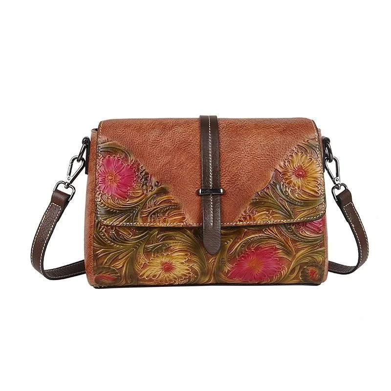 

2023 Women's Shoulder Strap Handbags Ladies Crossbody Bag Handmade Embossed Vintage Genuine Leather Handbag Female Flap Bags