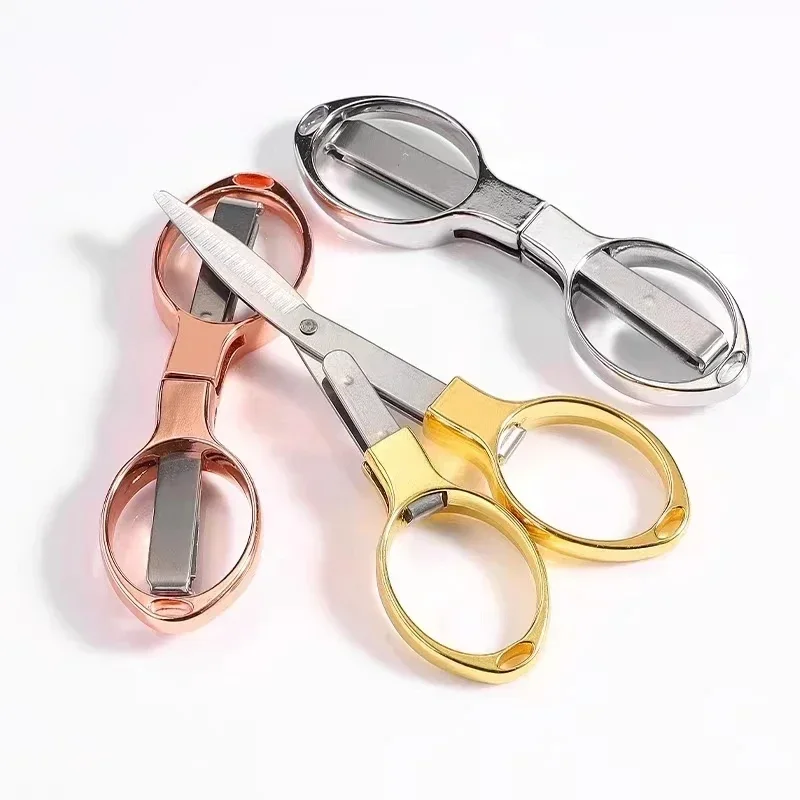 Simple Portable Folding Scissors Solid Color Glasses Shape Paper Cutters Students Handmade DIY Tools School Office Supplies portable scissors cutter,paper cutter,stationery scissors