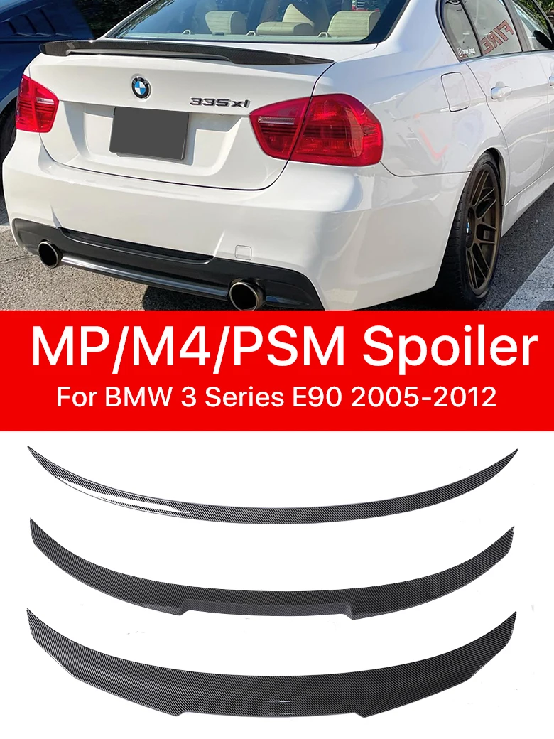 Rear Trunk Bumper Lip Refit Wing Tail MP M3 M4 PSM Style Roof Carbon Fiber Spoiler for BMW 3 Series E90 2005-2012 Gloss Black